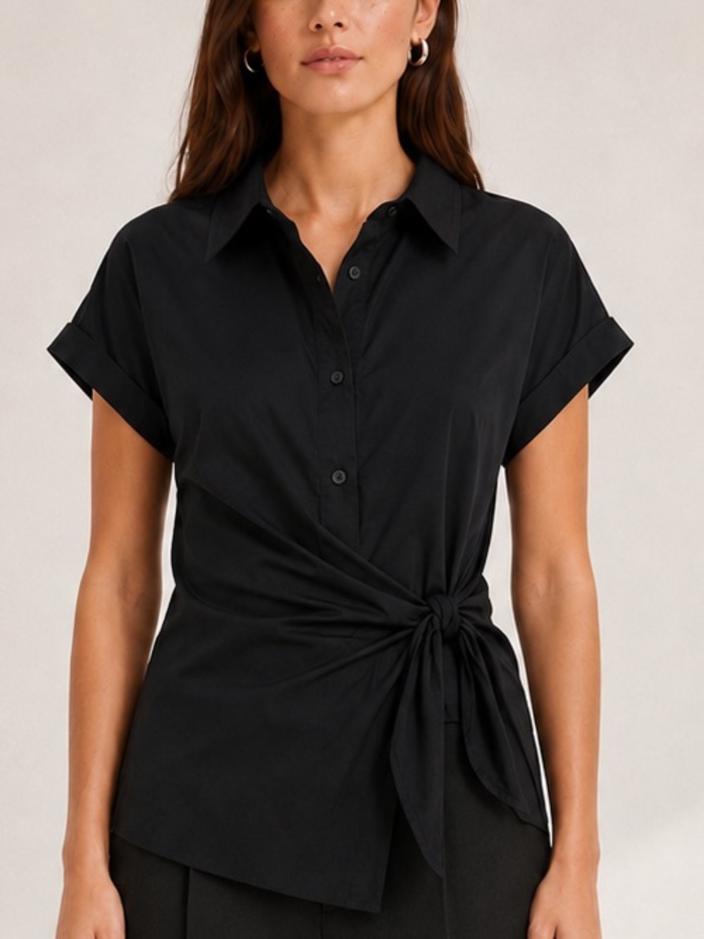 Babaton Blueprint Poplin Shirt in Black (Size L)